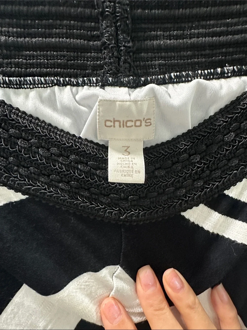 Chico's Black and White Chevron Maxi Skirt